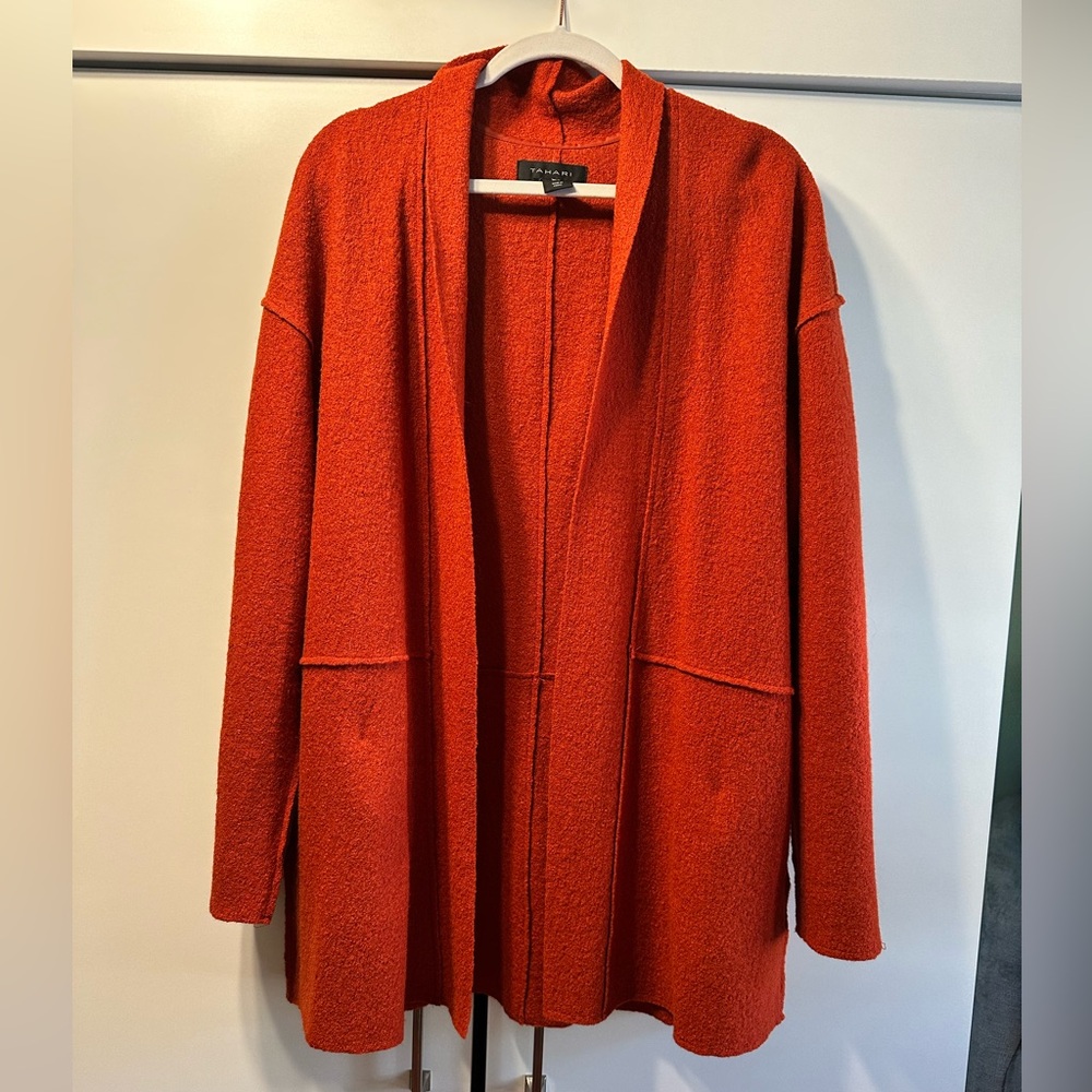 Tahari Bold Orange Cardigan